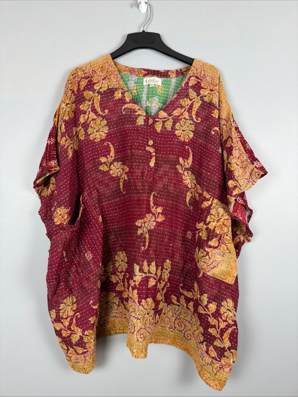 Kantha Bae Mini Muu Kaftan Womens Free Size Kantha Cotton Reversible Beach Boho